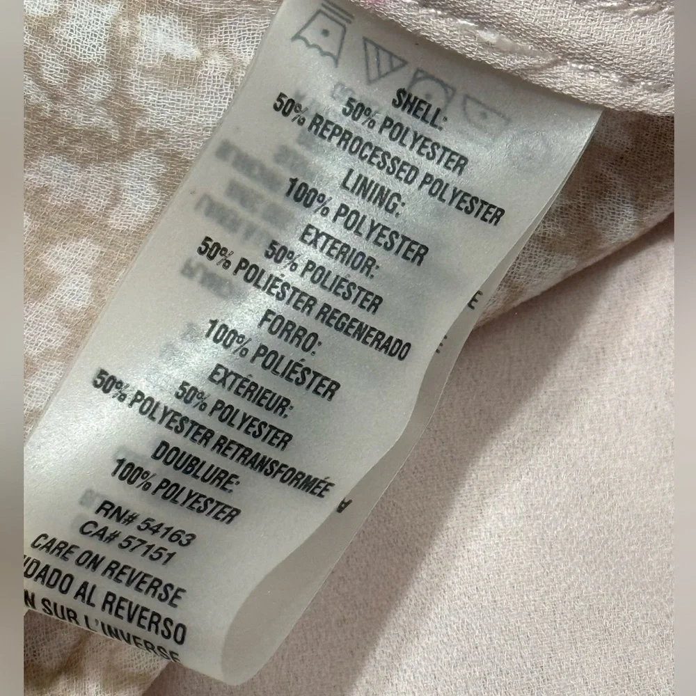 Calvin Klein NWT Blouse Ruched V-Neck Top Pink Light Tan Print Lined Size L - Picture 15 of 15